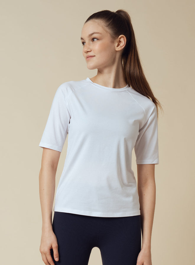 Kristin Mid Sleeve Top White