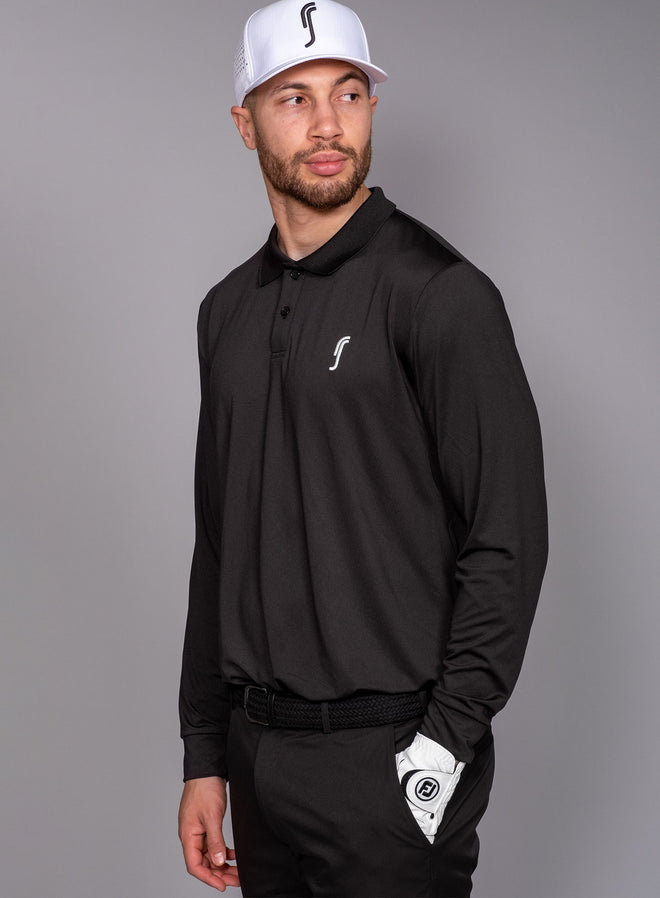 Men's Performance Long Sleeve Polo Black