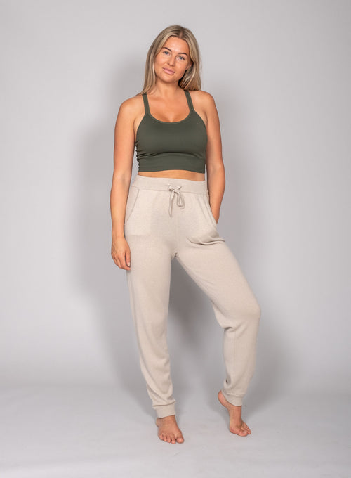 Kristin Cashmere Joggers Beige Sand