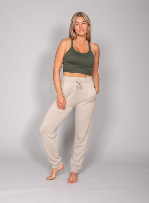 Kristin Cashmere Joggers Beige Sand