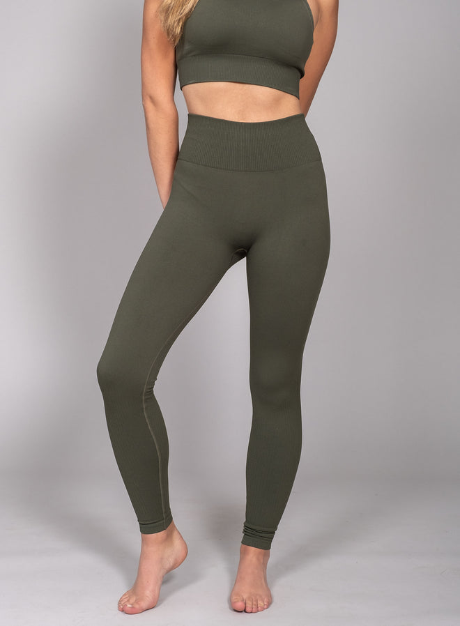 Kristin High Waist Seamless Tights Deep green