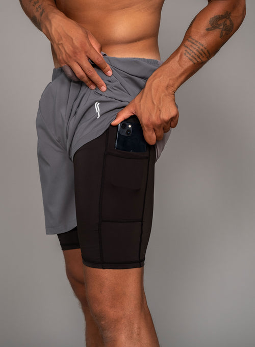 Men's Performance Shorts 2 in 1 Solid grey