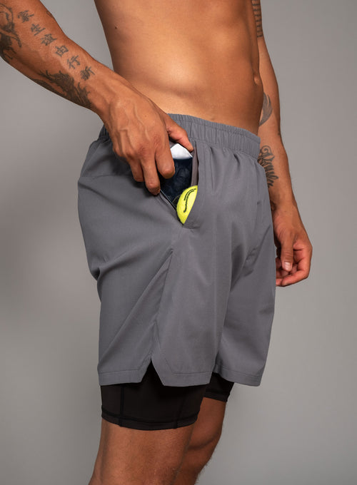 Men's Performance Shorts 2 in 1 Solid grey