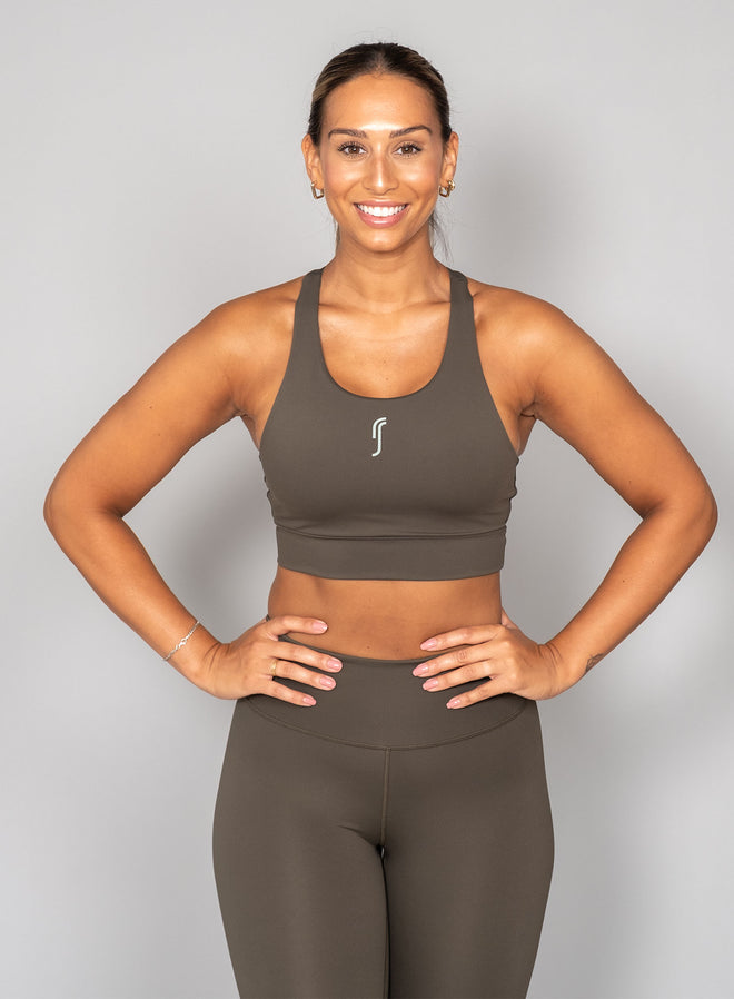 Women's Stretch Tech Sports Bra Logo Deep green