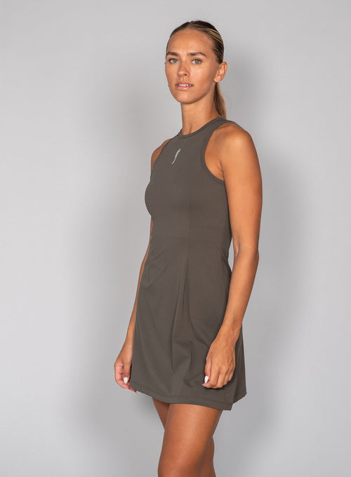 Women's Court Match Dress + Inner Shorts Deep green