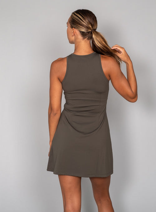 Women's Court Match Dress + Inner Shorts Deep green