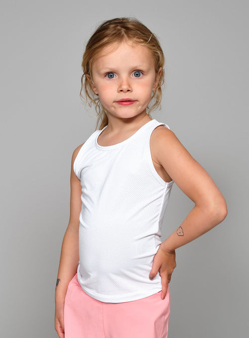 Girl's Mesh Tank White