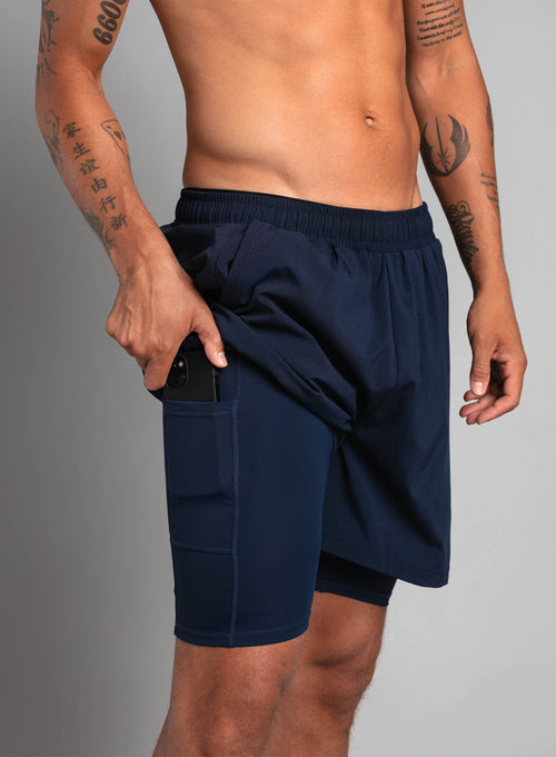 Men's Performance Shorts 2 in 1 Navy