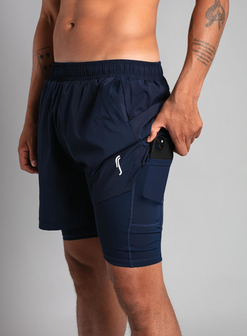 Men's Performance Shorts 2 in 1 Navy