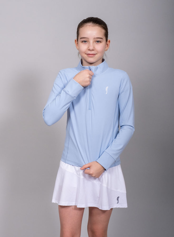 Girl's Stretch Tech Half Zip Sweate Soft Blue