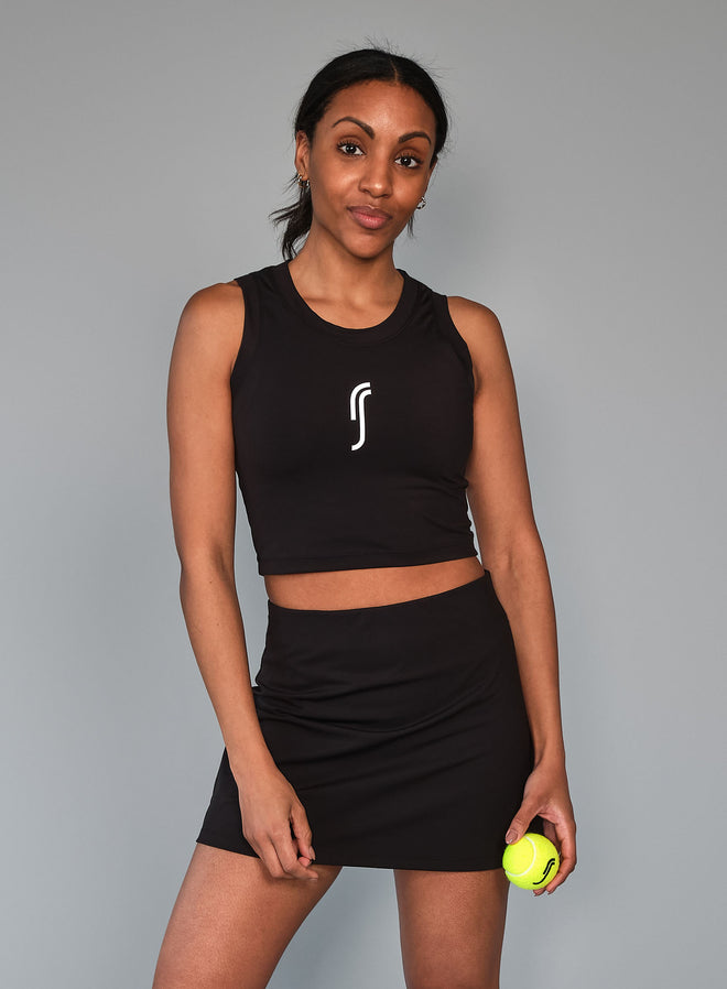 Women's Court Crop Tank Black