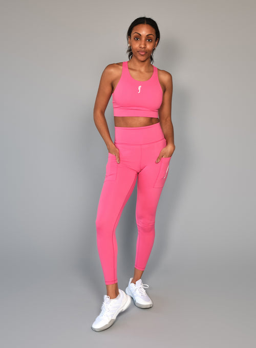 Women's Stretch Tech Side Pocket Tights Hot pink