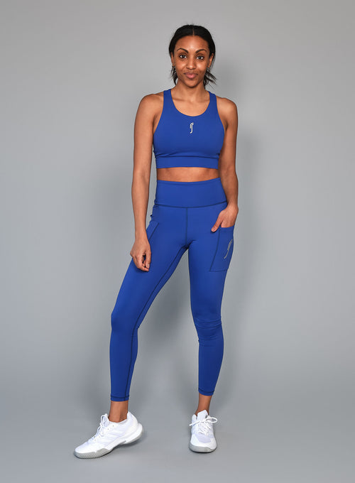 Women's Stretch Tech Sports Bra Logo Striking blue