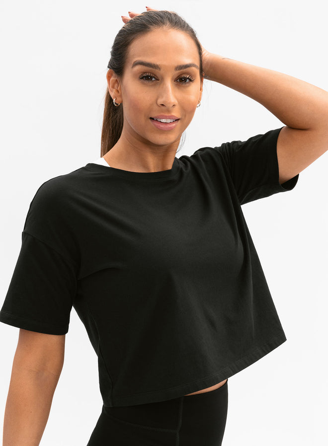 Crop Oversize Tee Black