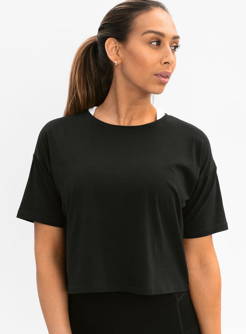 Crop Oversize Tee Black