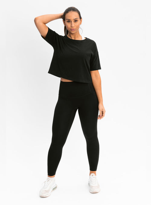 Crop Oversize Tee Black